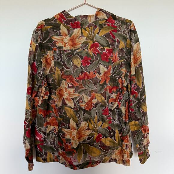 VTG Alfred Dunner Womens Top Size 14 Fall Leaves Thanksgiving Grannycore Prairie - Picture 6 of 6